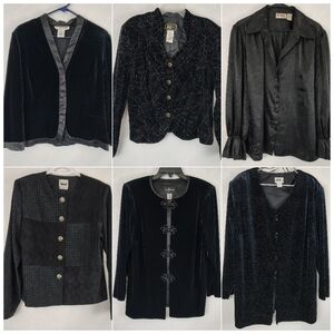 Vintage 80s 90s Reseller Bundle Plus Size Black Dressy Tops Set Of 6 Dressy